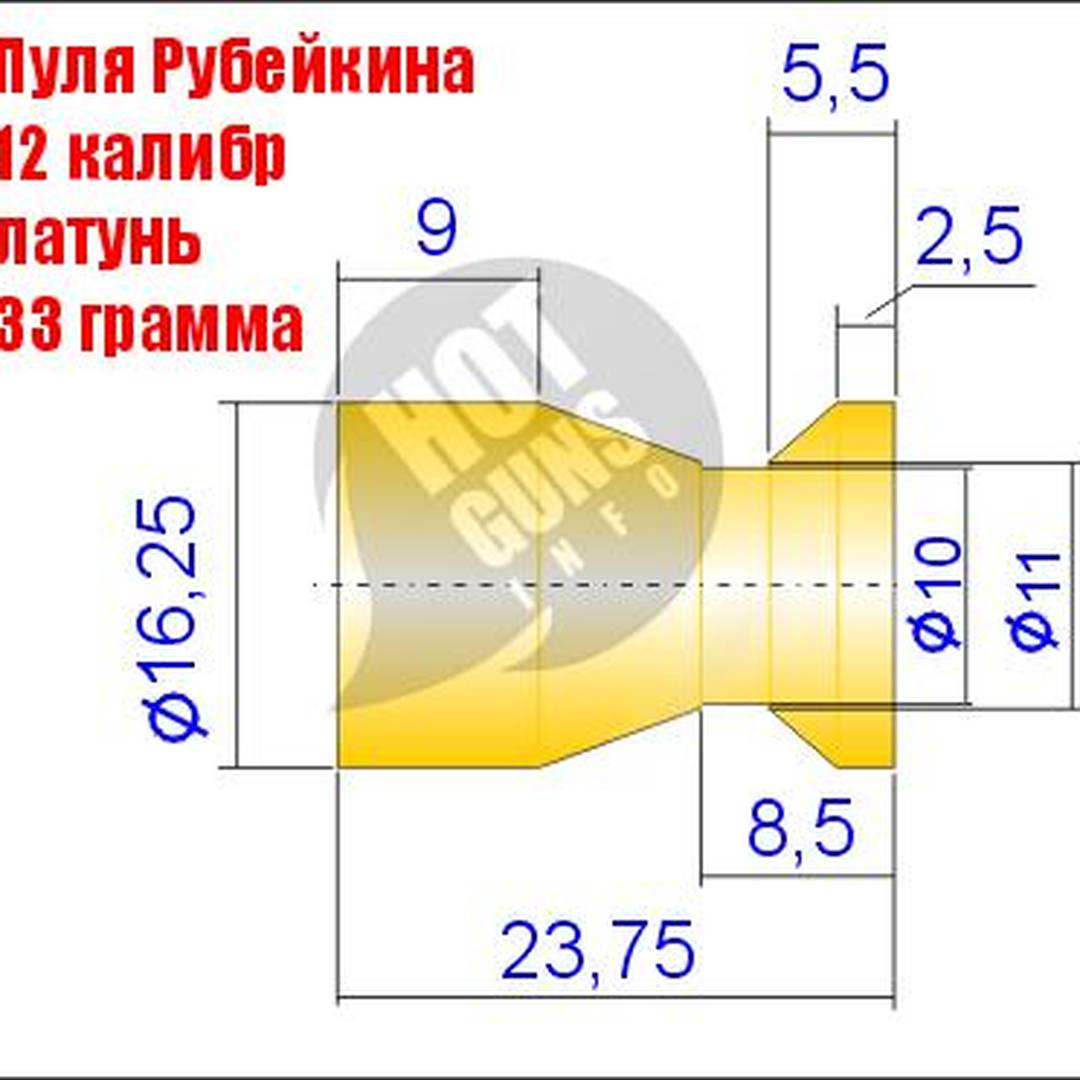 Пуля Рубейкина 12 калибра чертеж